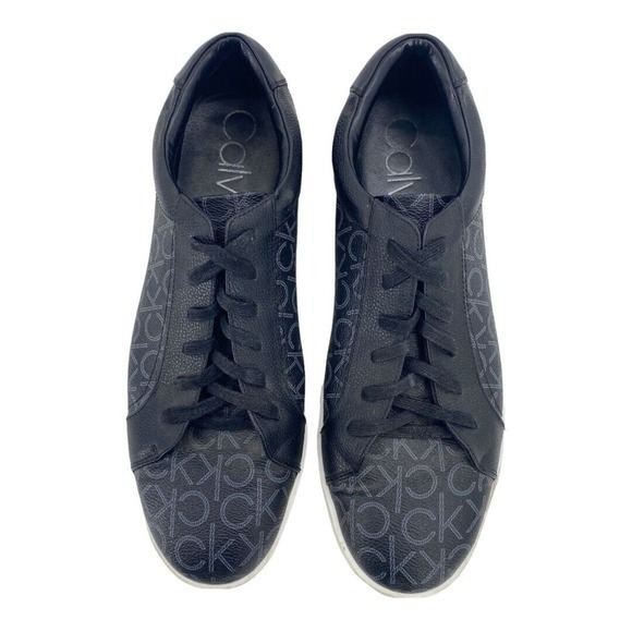 Calvin Klein Bowyer CK Monogram Smooth Mens Black Designer Sneakers Size 13 - Picture 1 of 14